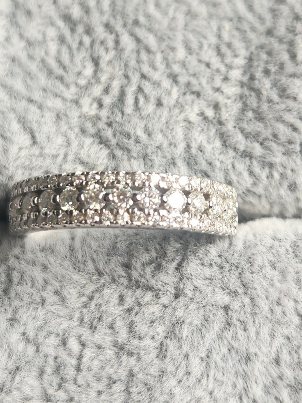 Sterling Silver CZ Pave Band Ring - Silver